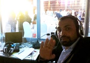 Adel assists with interpreting at the International Civil Defense Day Conference in Abu Dhabi